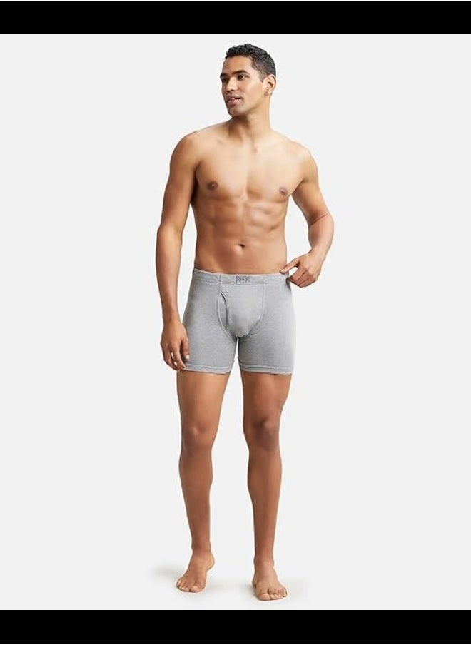 8008 Men's Super Combed Cotton Rib Solid Boxer Brief with Ultrasoft Concealed Waistband (Pack of 2)