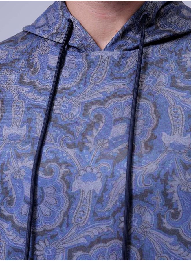 Men Regular Fit Paisley Hooded Overhead Hooded Sweatshirt