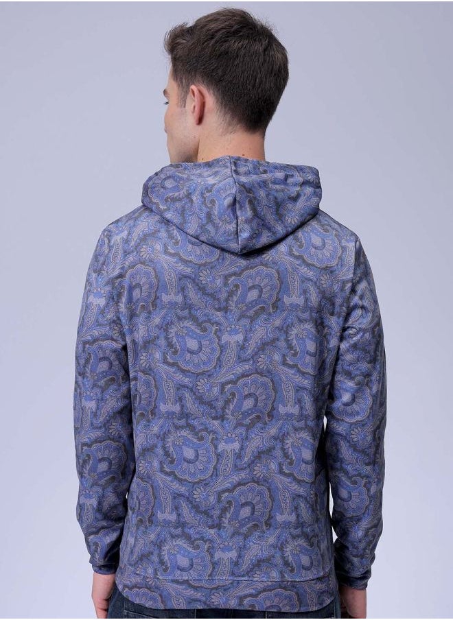 Men Regular Fit Paisley Hooded Overhead Hooded Sweatshirt