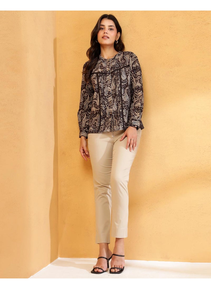 Black Cotton Kalamkari Printed Top