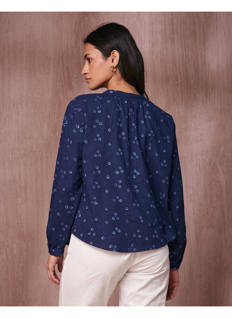 Indigo Cotton Bandhani Top