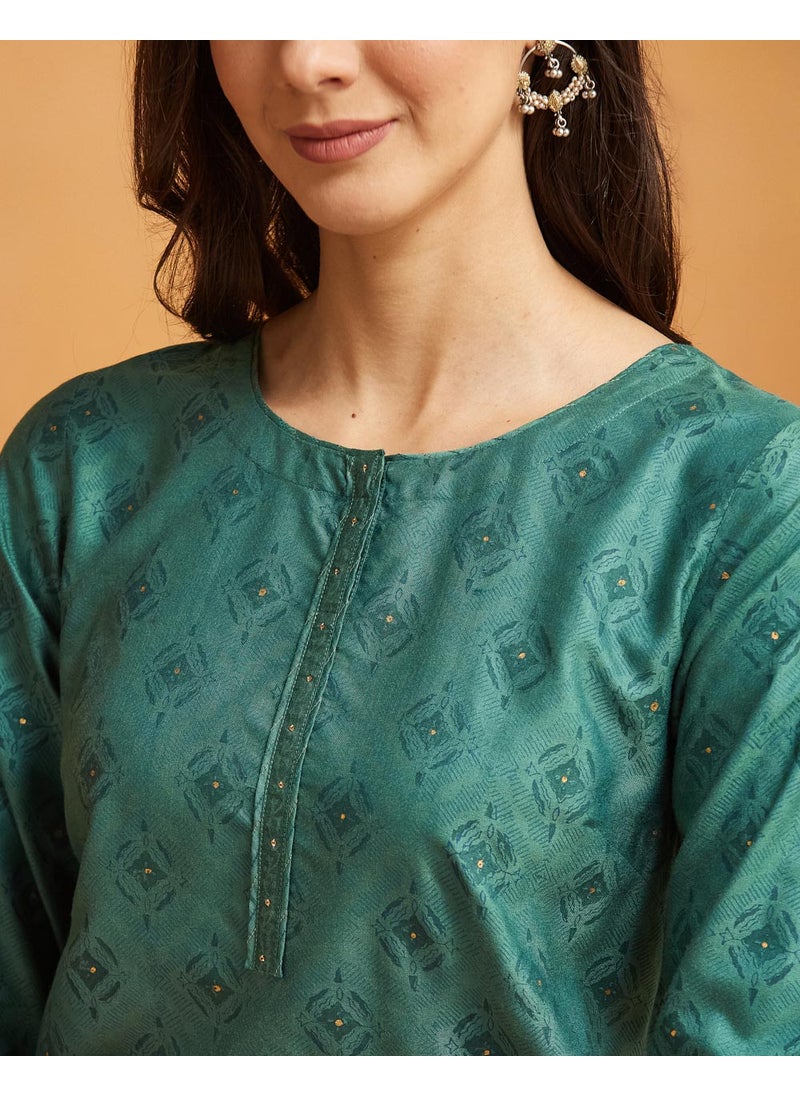Viscose Silk Hand Block Printed Knee Length Kurta