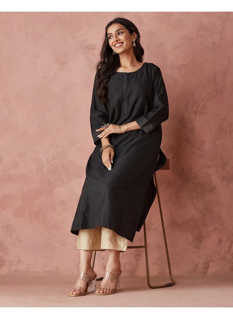 Cotton Silk Blend Regular Fit Long Kurta