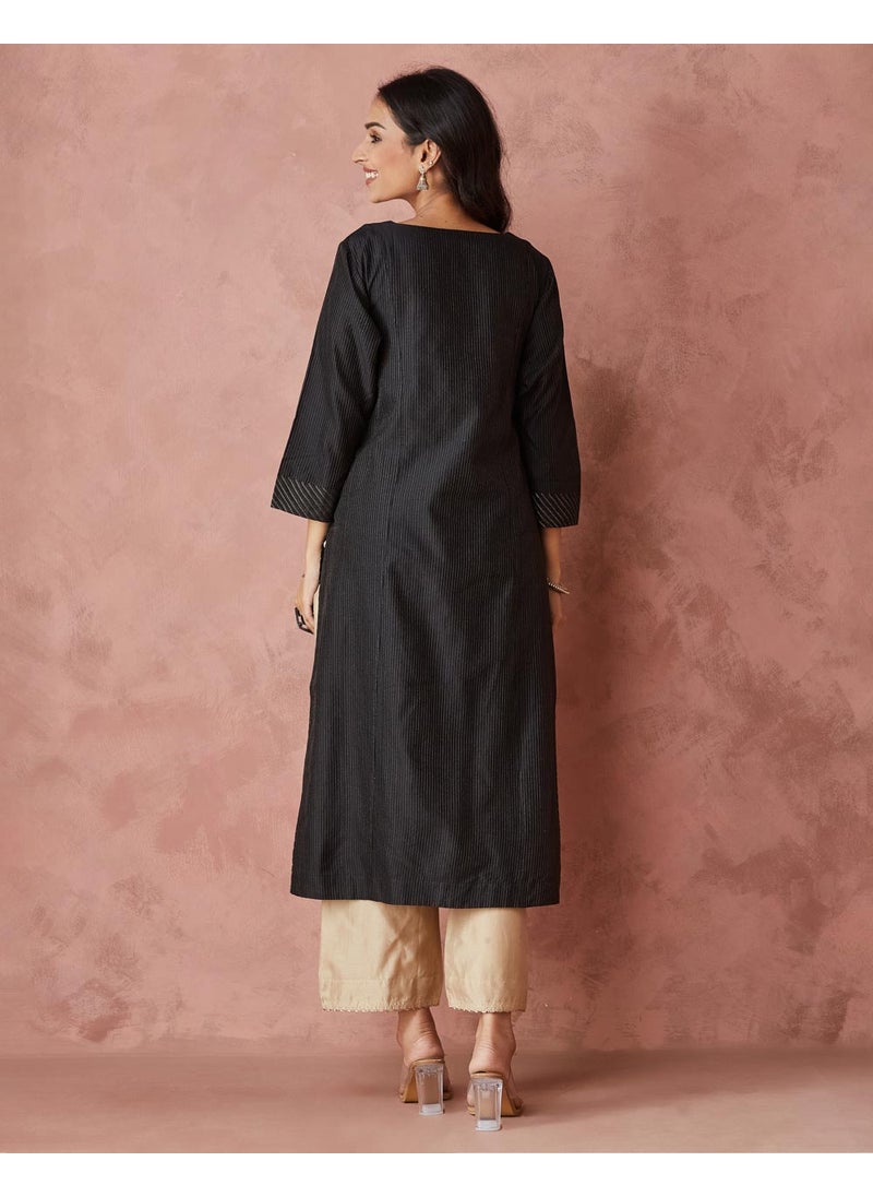 Cotton Silk Blend Regular Fit Long Kurta