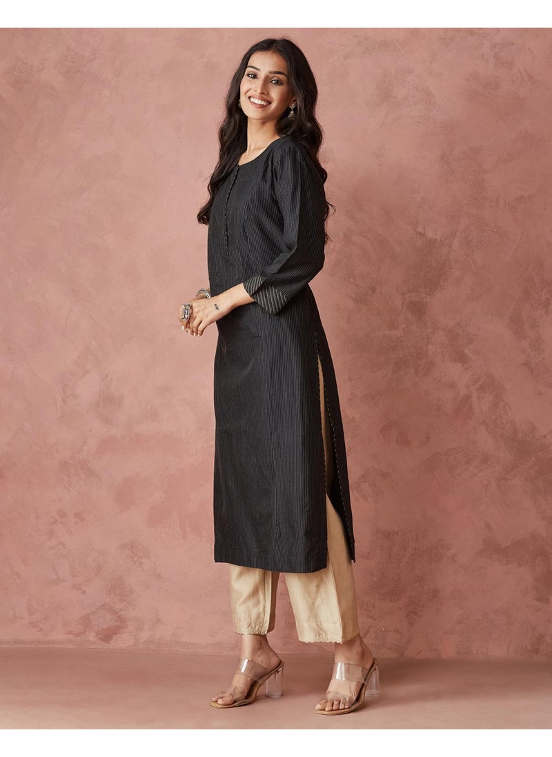 Cotton Silk Blend Regular Fit Long Kurta