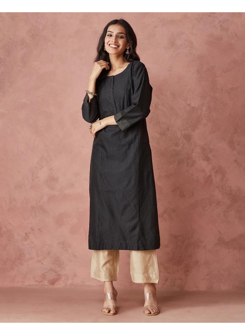Cotton Silk Blend Regular Fit Long Kurta