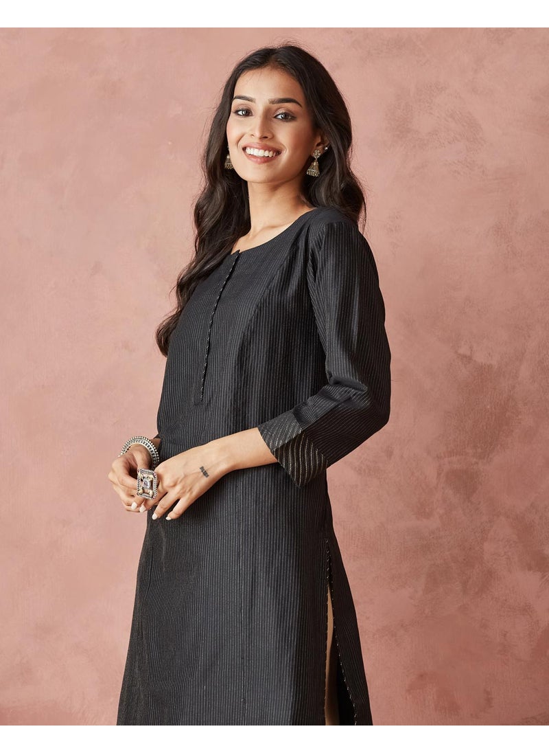 Cotton Silk Blend Regular Fit Long Kurta