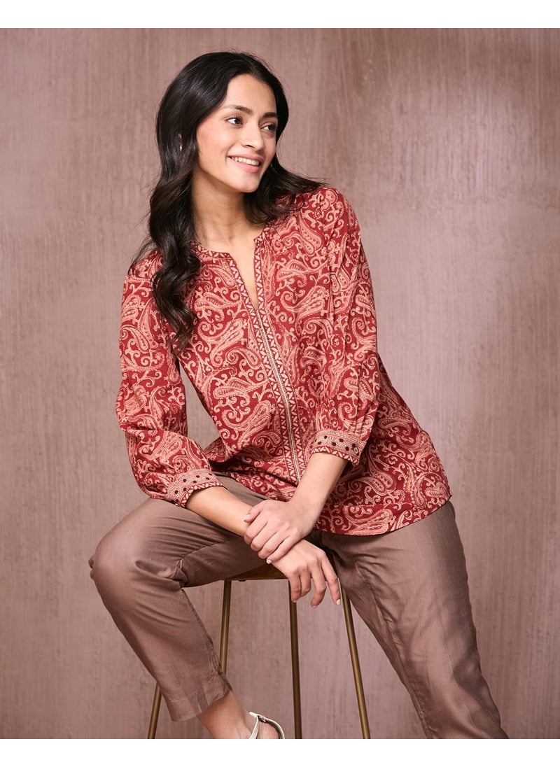 Beige Cotton Kalamkari Printed Tunic