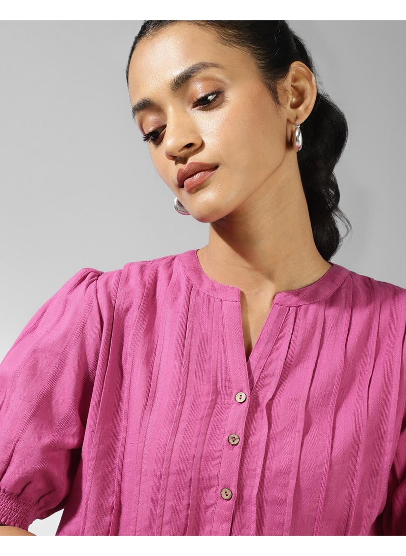 Pink Cotton Pintucks Top