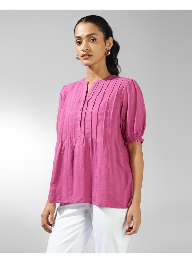 Pink Cotton Pintucks Top