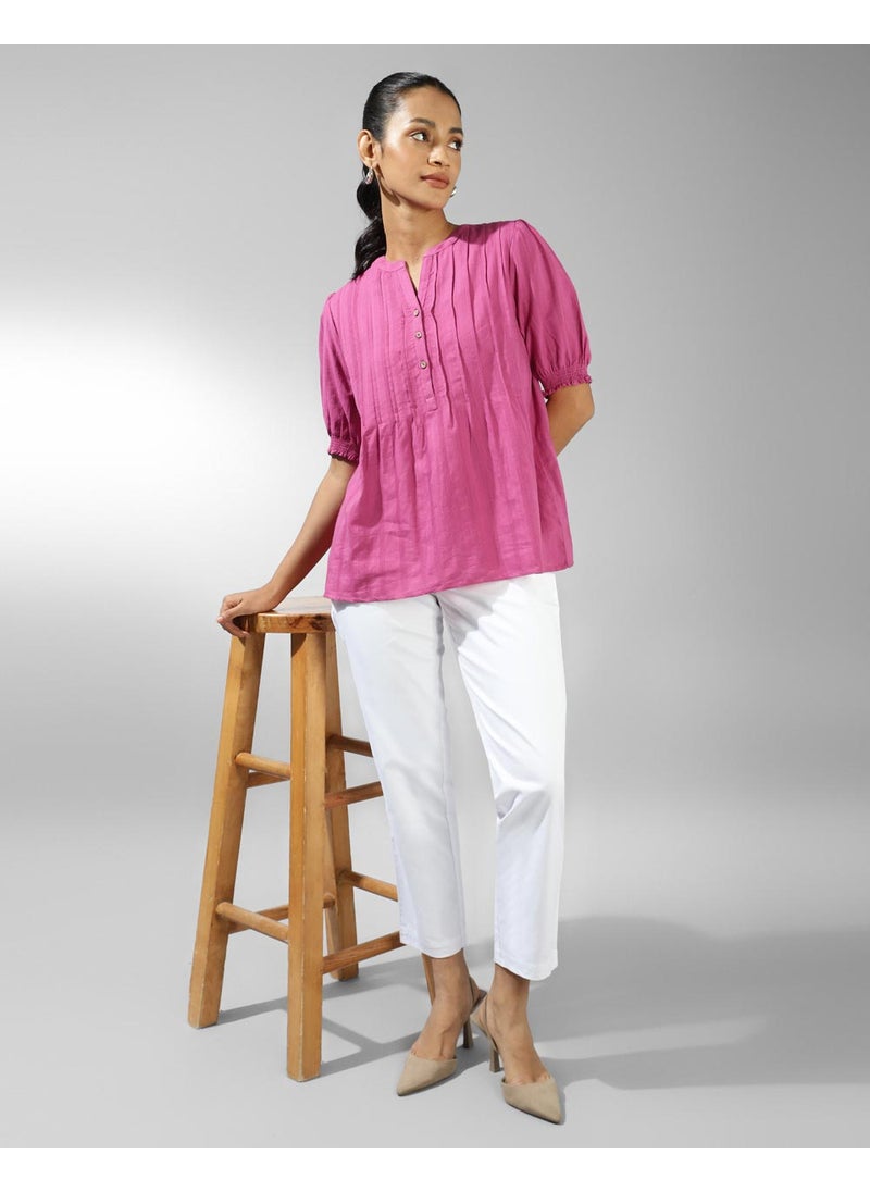 Pink Cotton Pintucks Top
