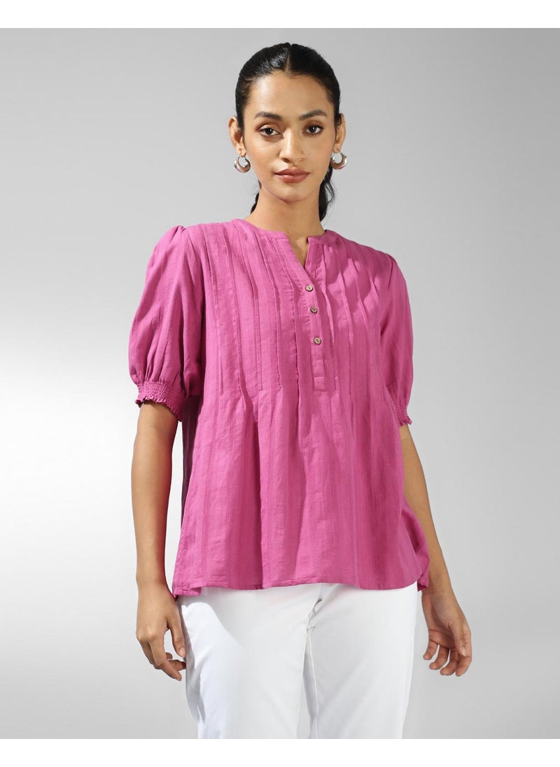 Pink Cotton Pintucks Top