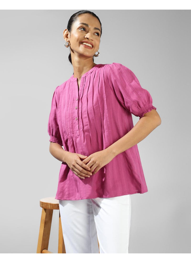 Pink Cotton Pintucks Top
