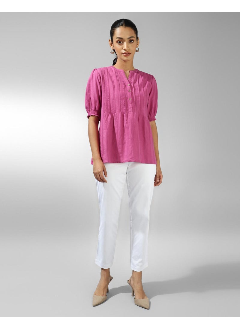 Pink Cotton Pintucks Top