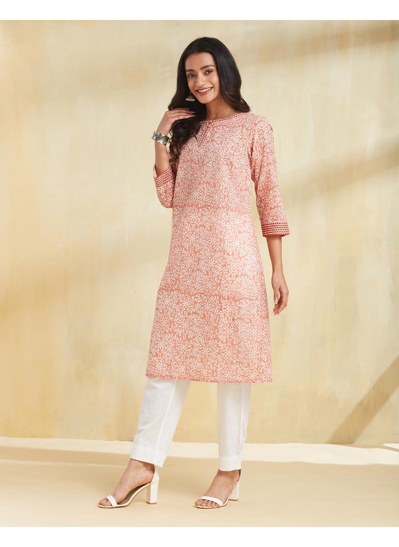 Hand Block Printed Knee Length Kurta