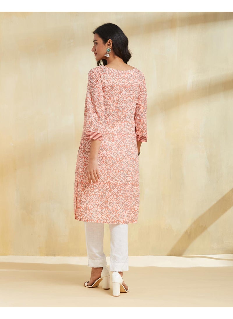 Hand Block Printed Knee Length Kurta
