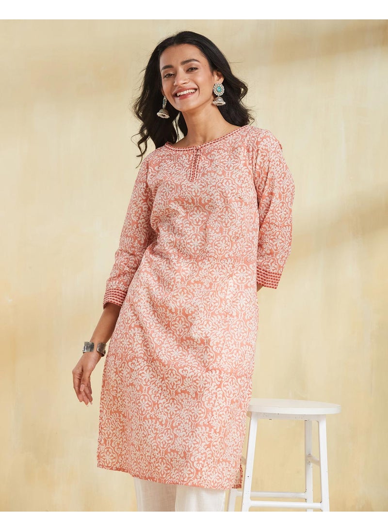 Hand Block Printed Knee Length Kurta