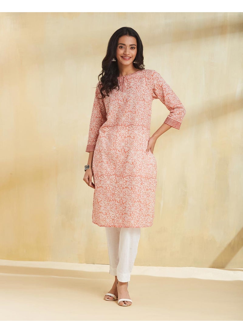Hand Block Printed Knee Length Kurta