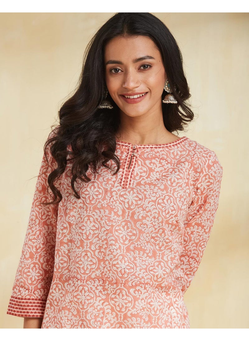 Hand Block Printed Knee Length Kurta