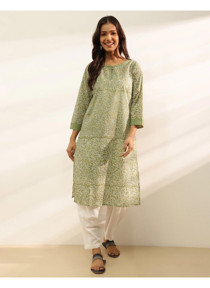 Hand Block Printed Knee Length Kurta