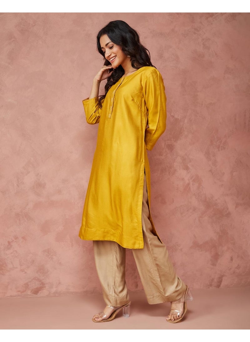 Viscose Silk Woven Knee Length Kurta