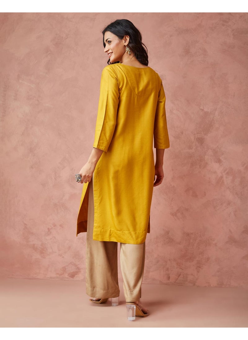 Viscose Silk Woven Knee Length Kurta