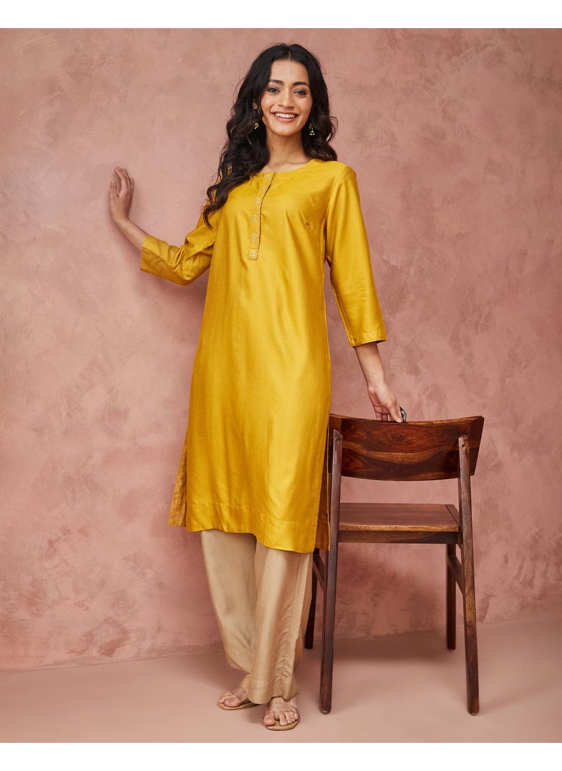Viscose Silk Woven Knee Length Kurta