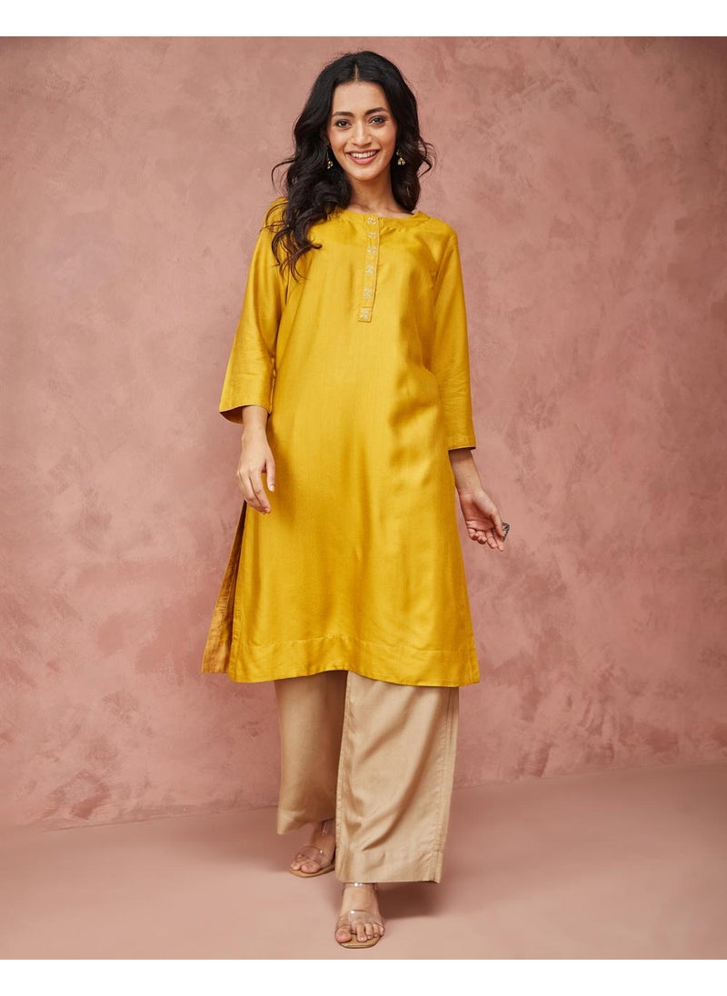 Viscose Silk Woven Knee Length Kurta