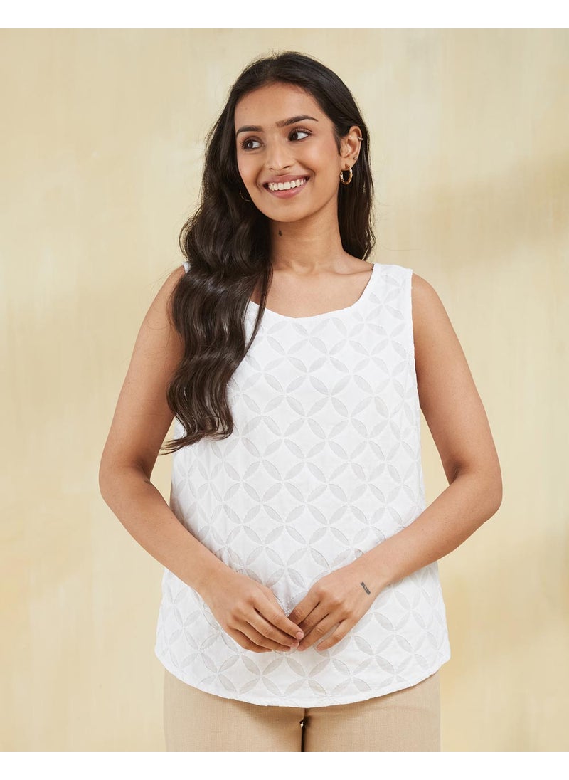 White Cotton Chikankari Top