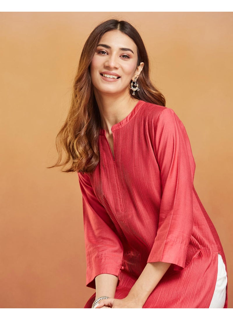 Viscose Silk Calf Length Long Kurta