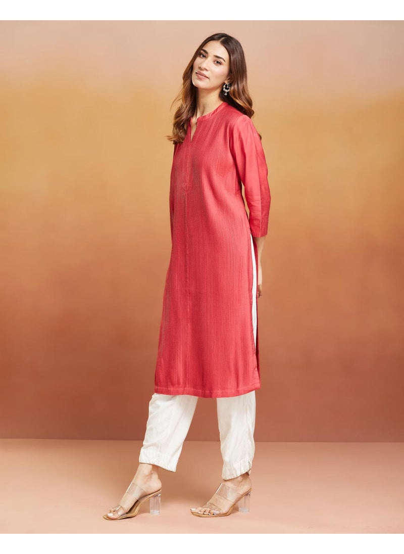 Viscose Silk Calf Length Long Kurta