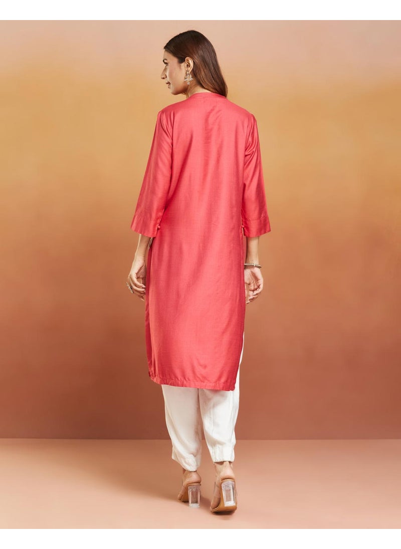 Viscose Silk Calf Length Long Kurta