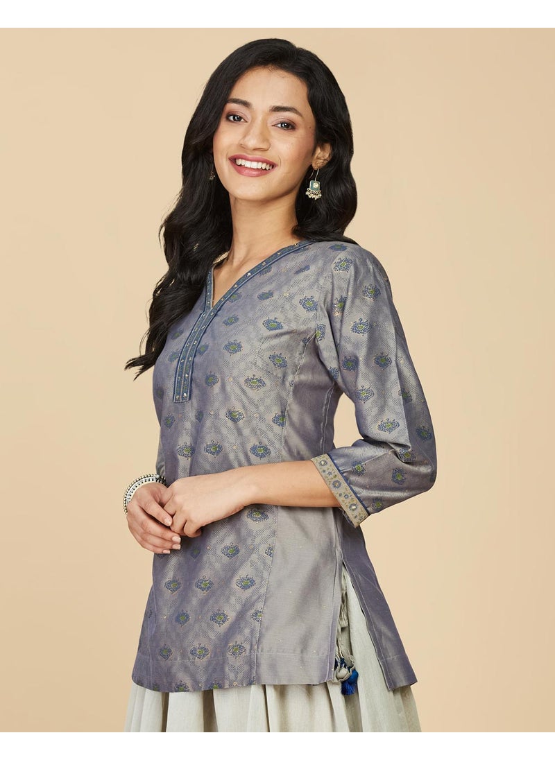 Hand Block Printed Slim Fit Short Kurta