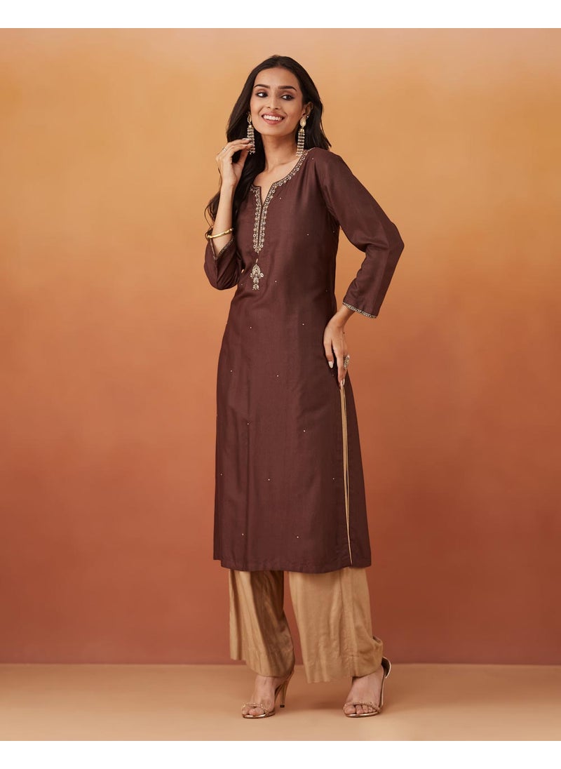 Viscose Silk Embroidered Long Kurta