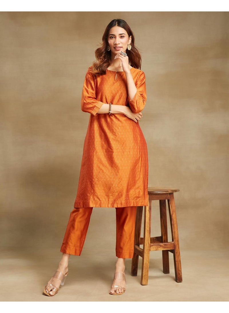 Cotton Silk Printed Knee Length Kurta