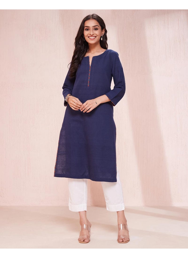 Indigo Cotton  Knee Length Kurta