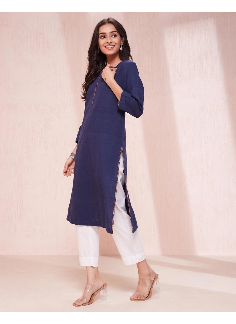 Indigo Cotton  Knee Length Kurta