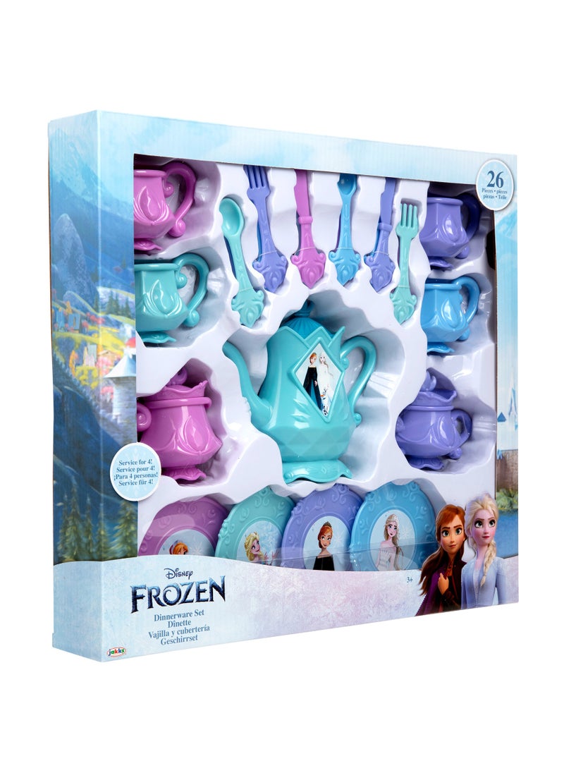 Disney Frozen 2 Franchise Dinnerware Set 26-Pieces | Kitchen Playset | Tea Playset | Interactive Playset | Imaginative Play | Role Play | Pretend Play | Gift for Kids and Toddlers