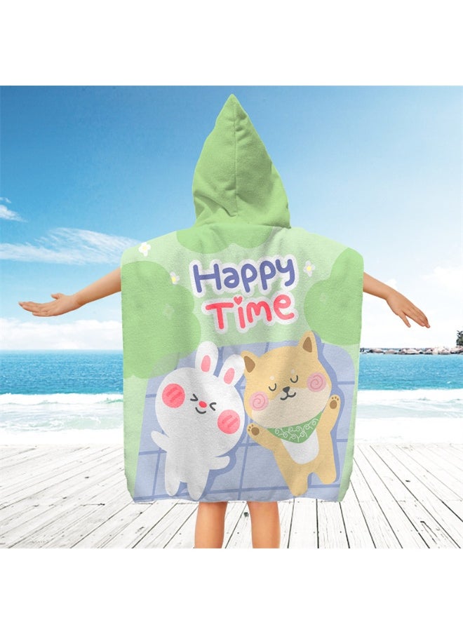 Kids Hooded Towel Cape - Microfiber Swim & Beach Bathrobe, Super Absorbent & Quick-Dry Towel for Children (60x60cm)