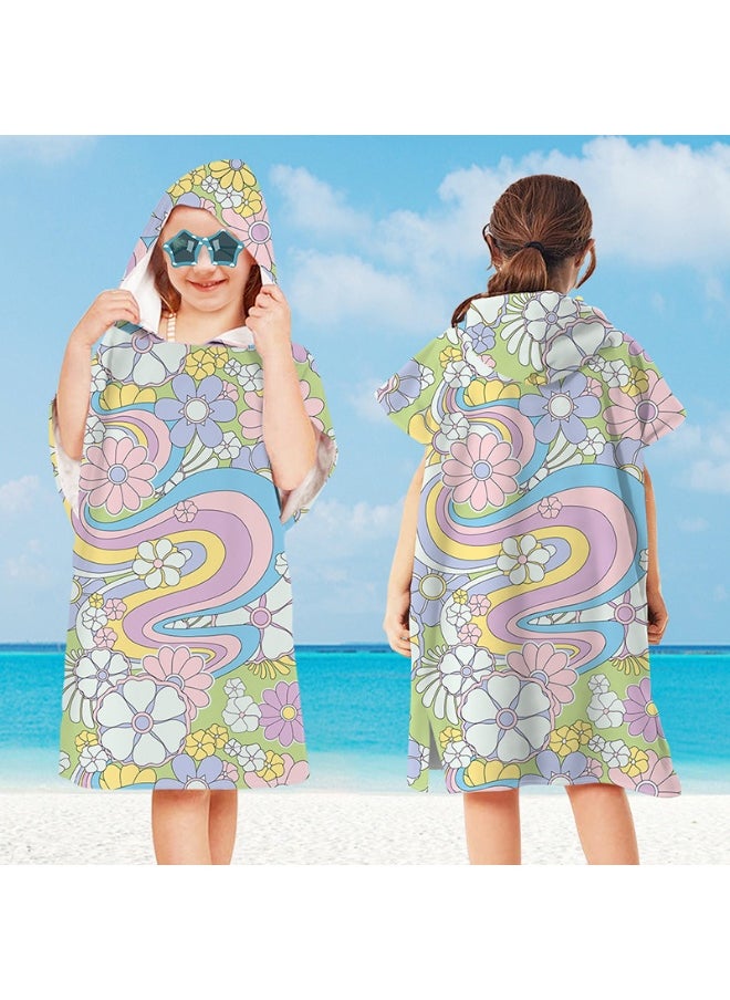 Kids Hooded Towel Cape - Microfiber Swim & Beach Bathrobe, Super Absorbent & Quick-Dry Towel for Children (60x75cm)