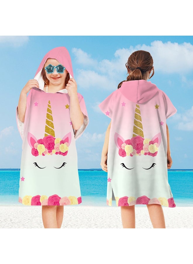 Kids Hooded Towel Cape - Microfiber Swim & Beach Bathrobe, Super Absorbent & Quick-Dry Towel for Children (60x75cm)