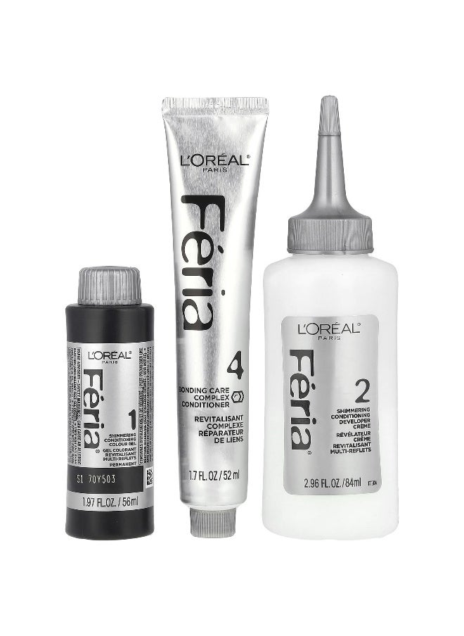 L'Oréal, Feria, Multi-Faceted Shimmering Colour,  S1 Smokey Silver, 1 Application