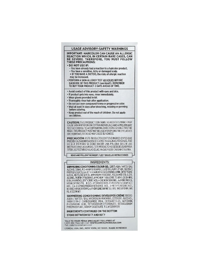 L'Oréal, Feria, Multi-Faceted Shimmering Colour,  S1 Smokey Silver, 1 Application