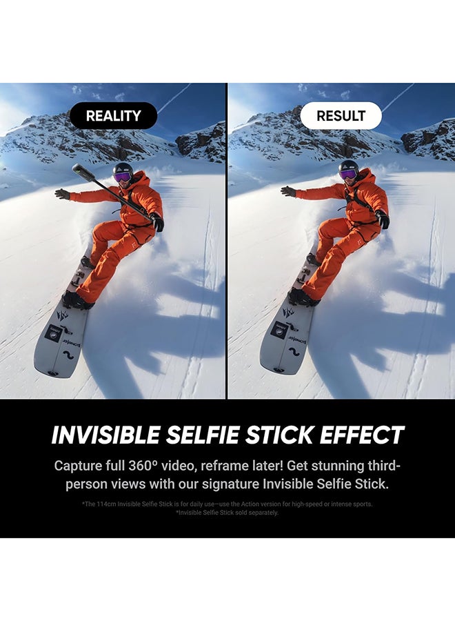 X5 - Waterproof 8K 360° Action Camera, Leading Low Light, Invisible Selfie Stick Effect, Rugged and Replaceable Lens, 3-Hour Battery, Built-in Wind Guard, Stabilization, Triple AI Chip Design