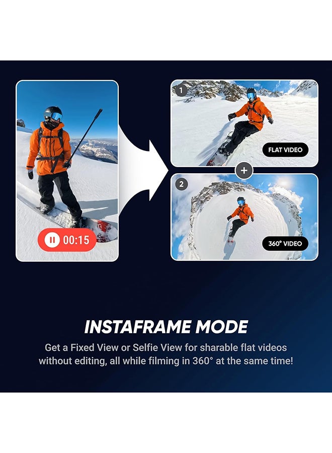 X5 - Waterproof 8K 360° Action Camera, Leading Low Light, Invisible Selfie Stick Effect, Rugged and Replaceable Lens, 3-Hour Battery, Built-in Wind Guard, Stabilization, Triple AI Chip Design