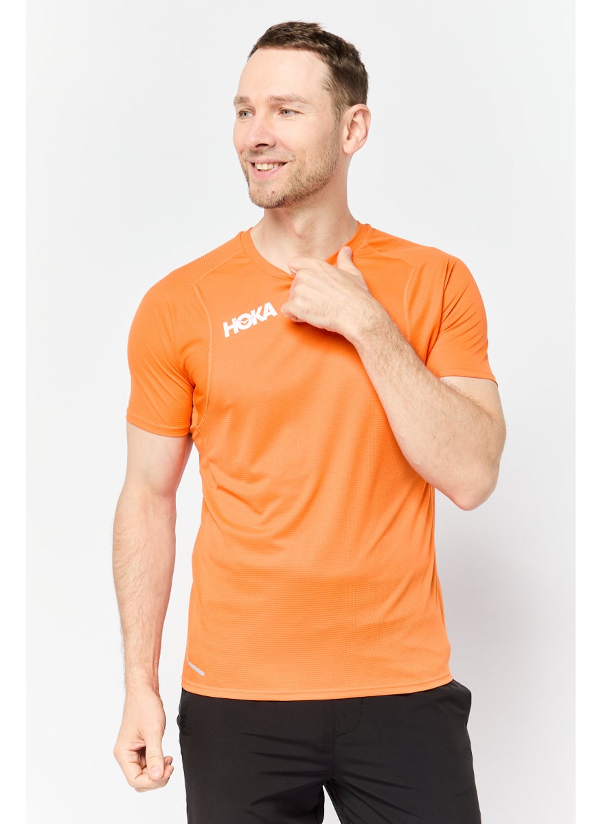 Men Sportswear Fit Short Sleeve Training T-Shirt, Dark Orange