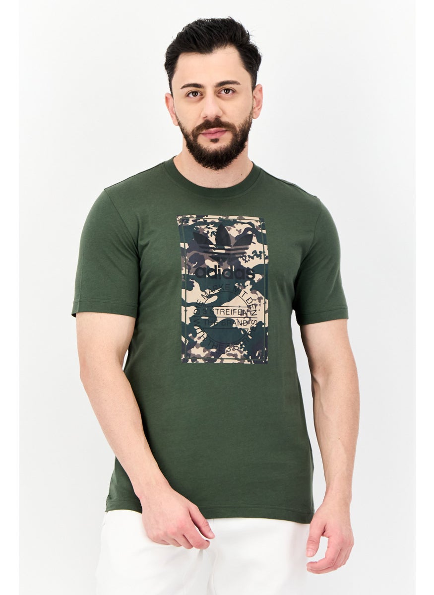 Men Sportswear Fit Short Sleeve Outdoor T Shirt, Olive
