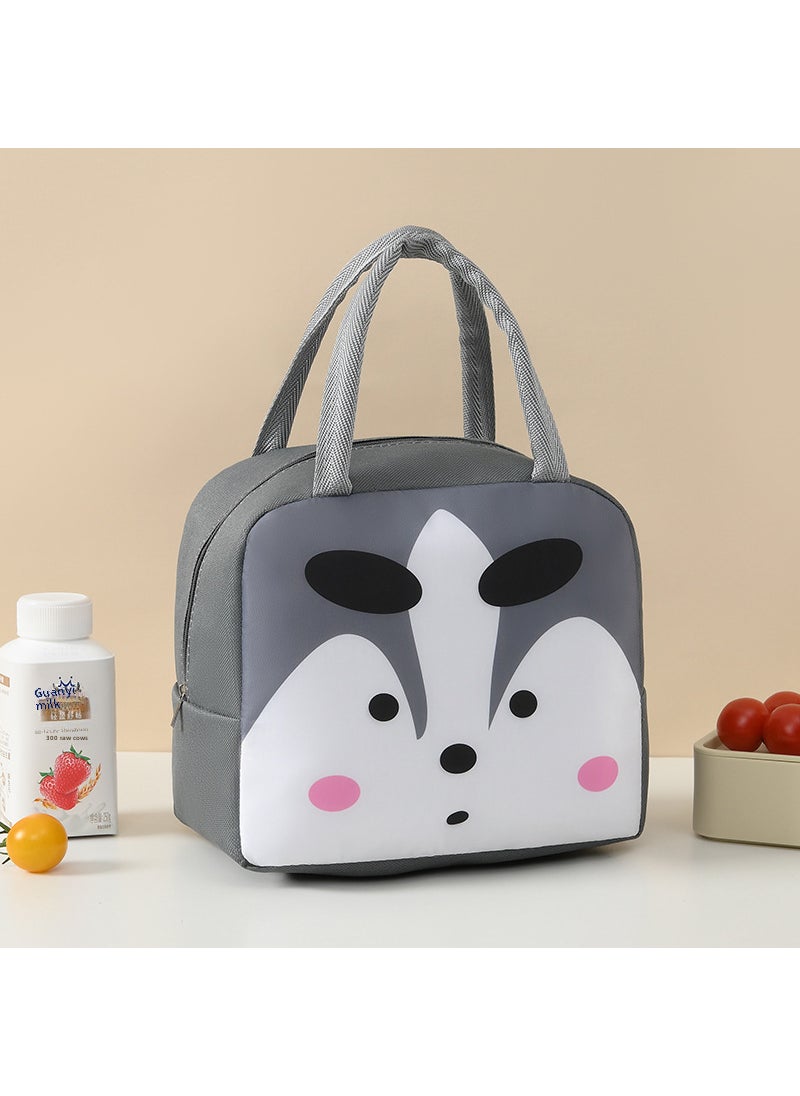 Cute Insulated Lunch Bag Cartoon Kids Portable Gray wolf