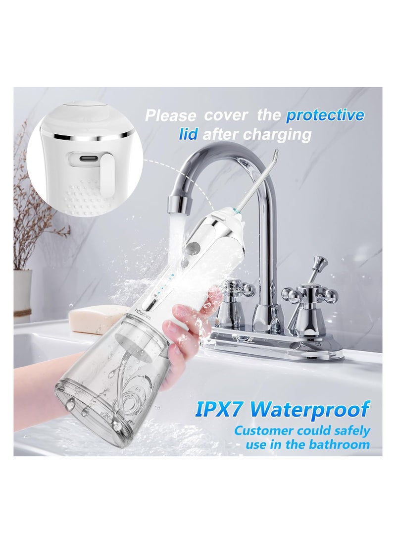 H2ofloss (white) - H2ofloss Cordless Water Flosser with 30 Days Battery Life, Premium Water Floss for Teeth, Portable Dental Flosser in 5 Modes, Gravity Ball for Upside Down Use, 300ml Water Tank