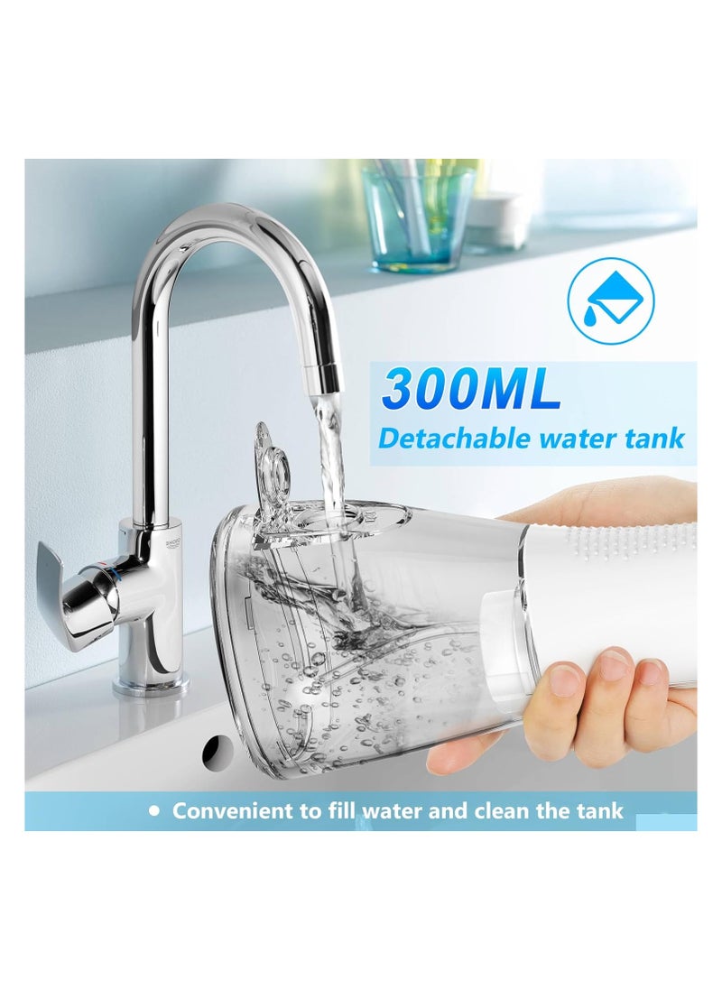 H2ofloss (white) - H2ofloss Cordless Water Flosser with 30 Days Battery Life, Premium Water Floss for Teeth, Portable Dental Flosser in 5 Modes, Gravity Ball for Upside Down Use, 300ml Water Tank